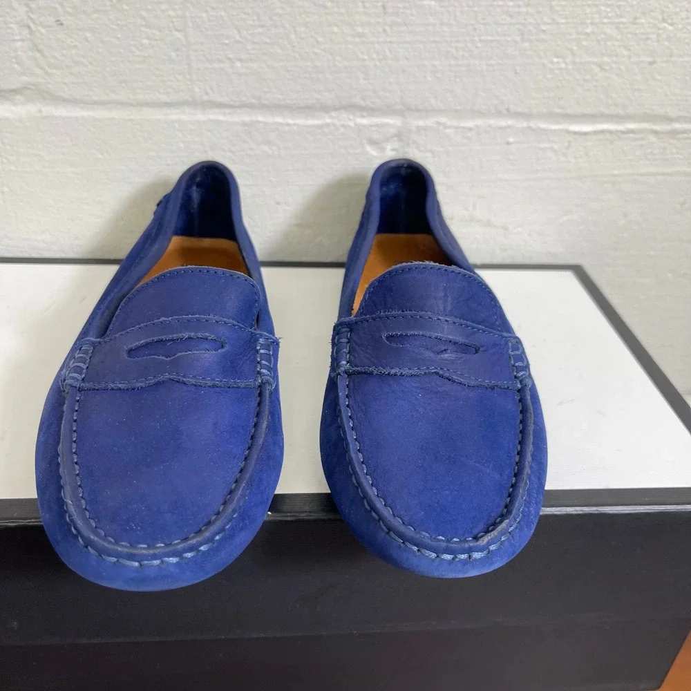 Mercanti Fiorentini 3176 Blue Suede Driving Loafers Slip On Women's‎ Size 6.5 B